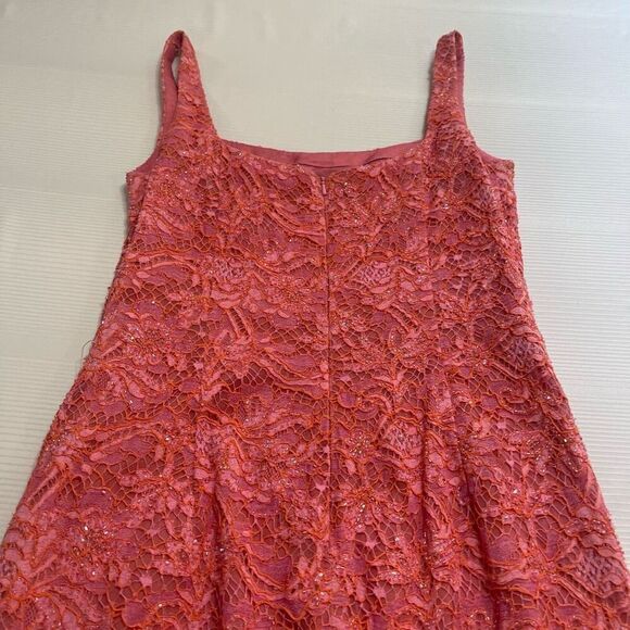 Carmen Marc Valvo Signature Pink Beaded Embellished Lace Dress Size 12 - Picture 8 of 16
